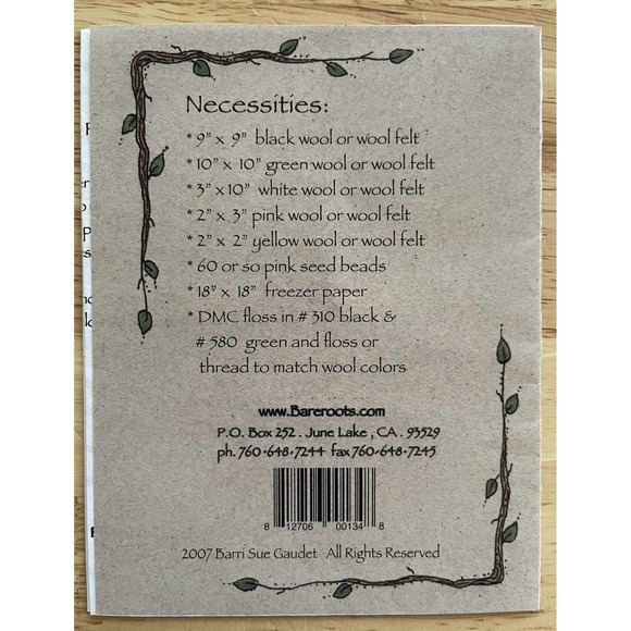 Bareroots Little Stitchies Bunnies Candle Mat Pattern Wool Appliqué #134 - Picture 2 of 2